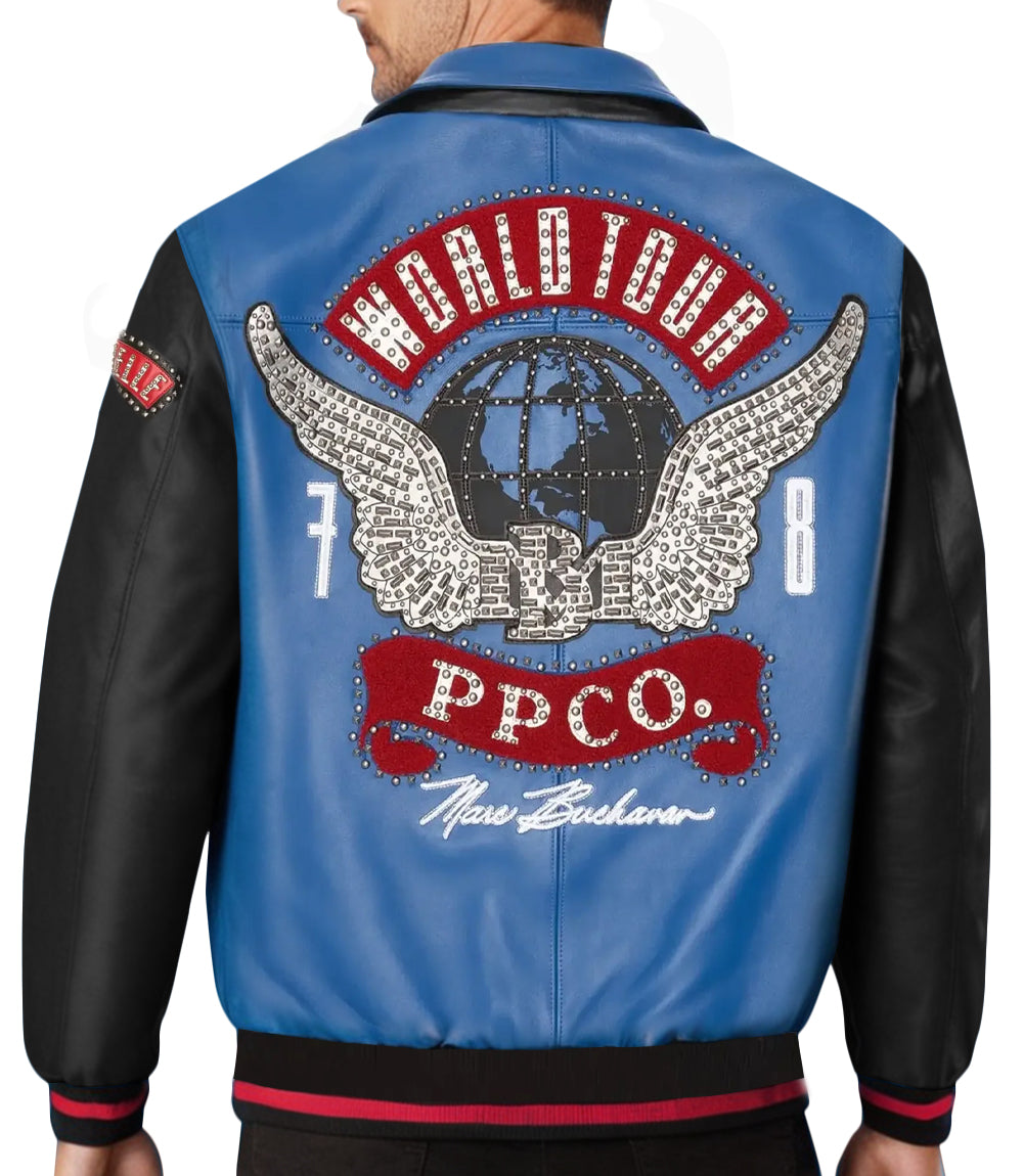 World Tour Blue Leather Jacket