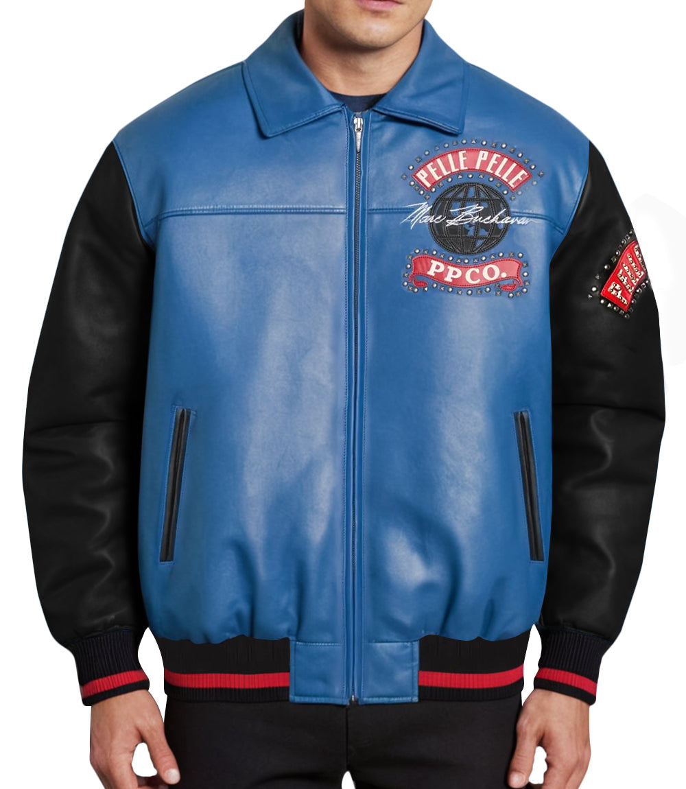 World Tour Blue Leather Jacket