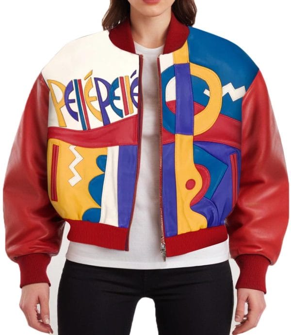 Red Picasso Leather Bomber Jacket